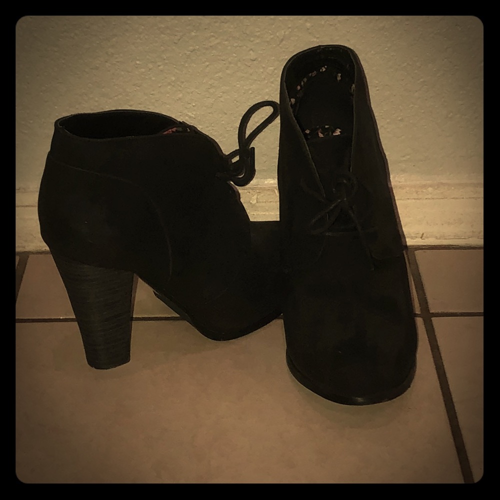 Black lace up booties
